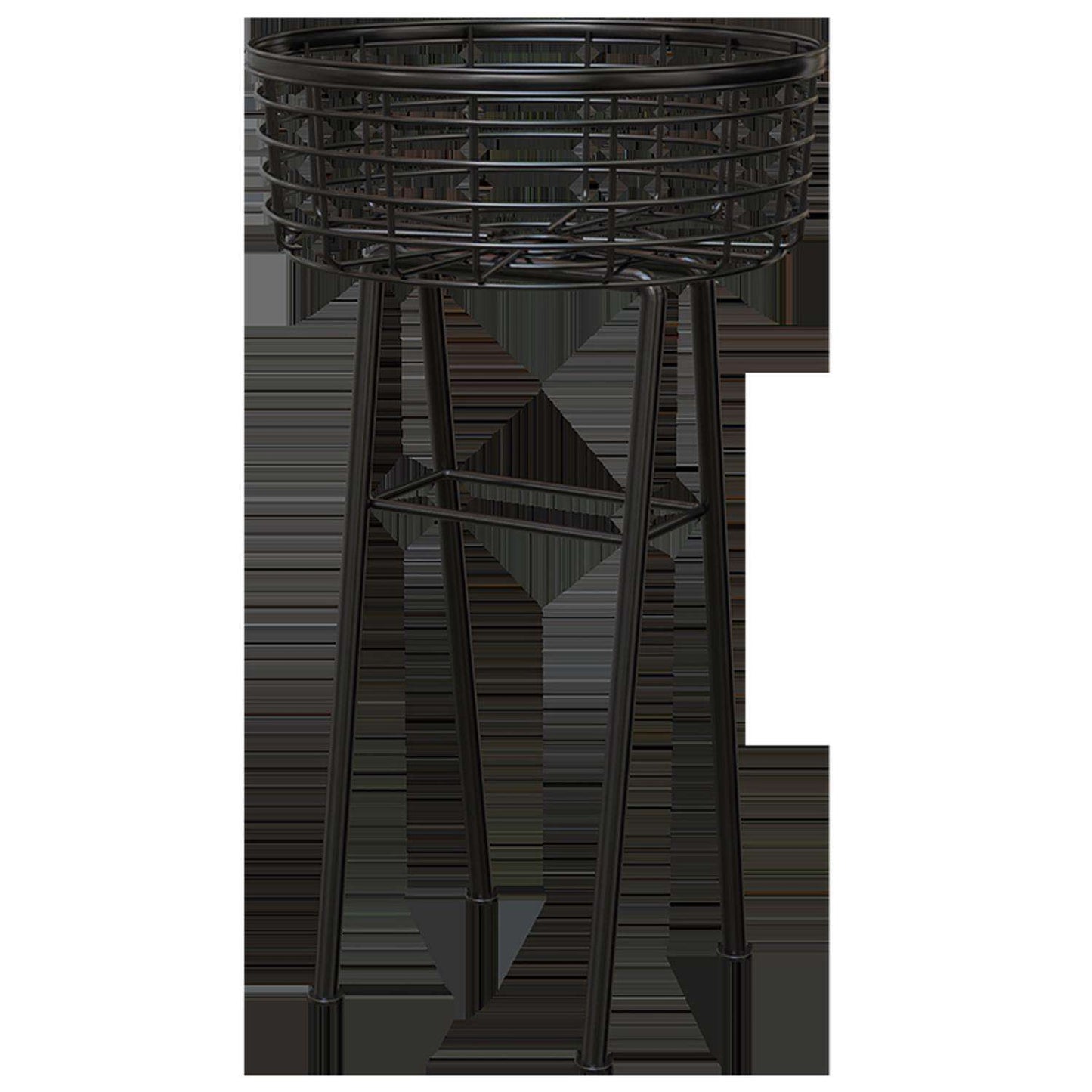  Panacea 20 In. H Black Metal Wire Basket Plant Stand