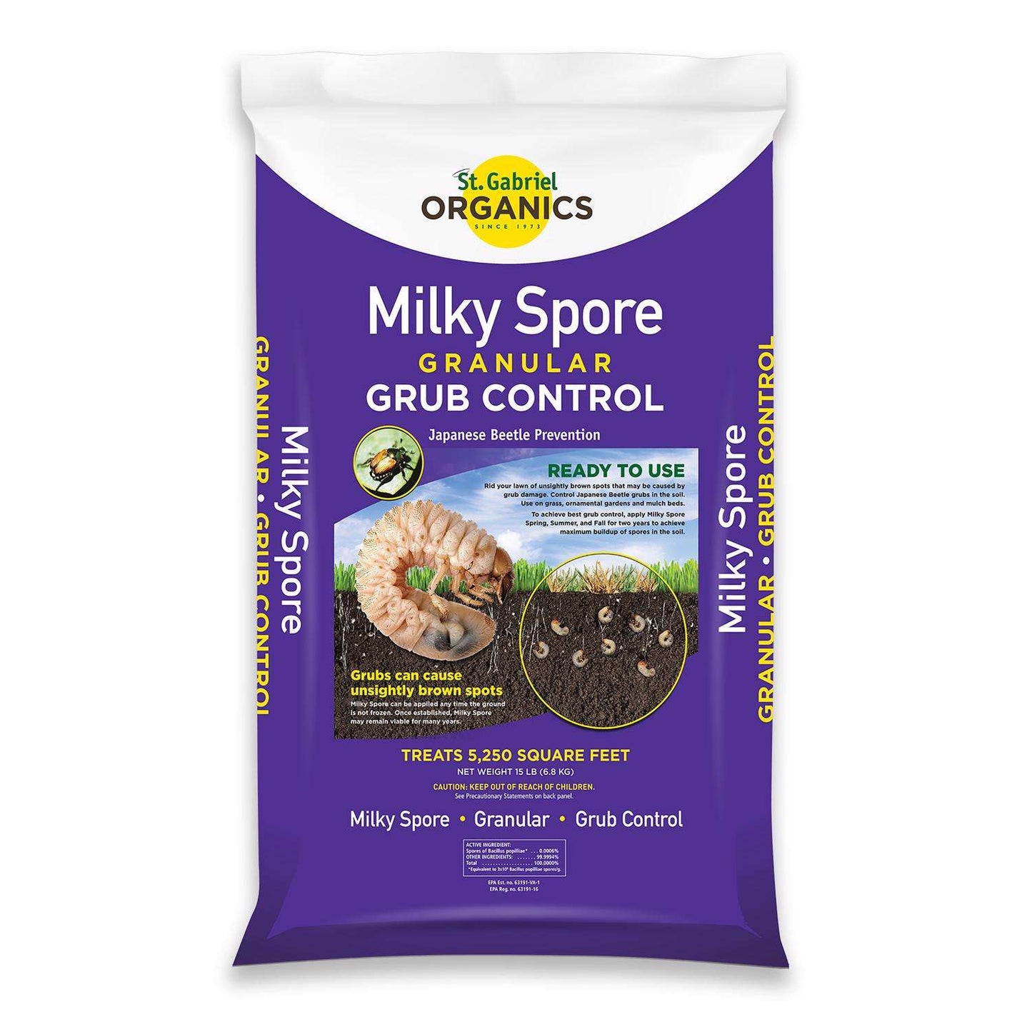  St. Gabriel Organics Milky Spore Granular Organic Grub And Insect Control Granules 15 Lb