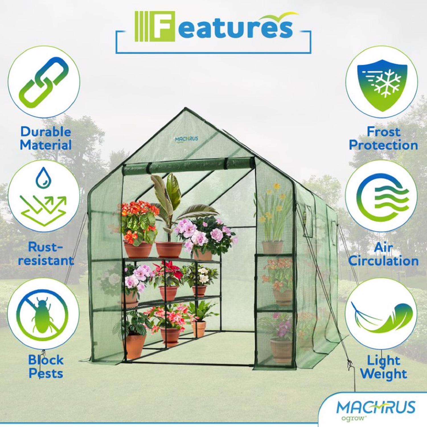  OGrow Green 83 In. H X 67 In. W Walk-In Greenhouse