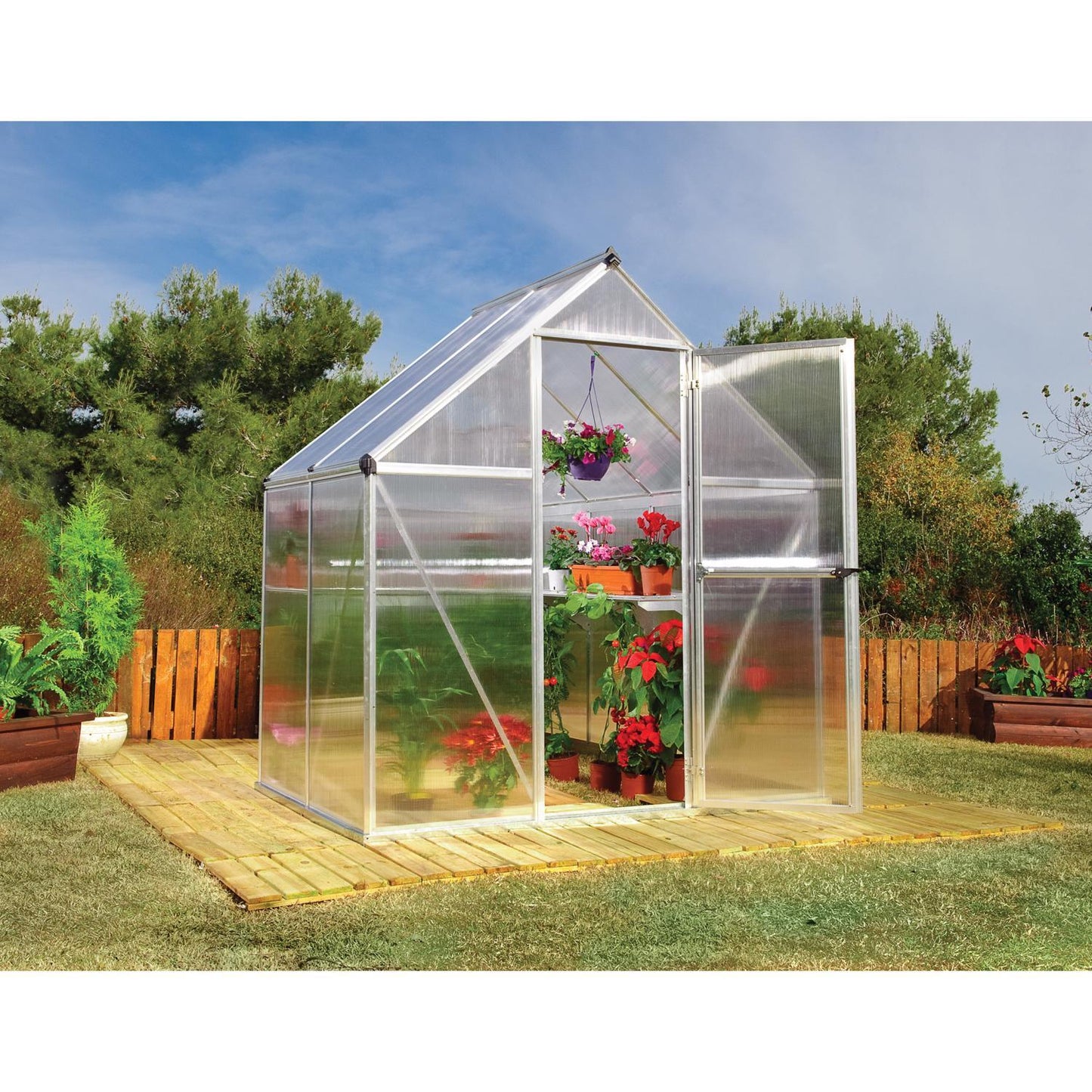  Canopia By Palram Mythos Silver 72.8 In. W X 49.6 In. D X 81.9 In. H Walk-In Greenhouse