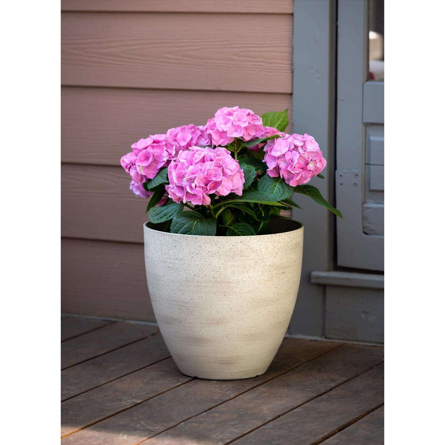  Southern Patio 12 In. H X 13 In. D Resin Egg Planter Whitestone