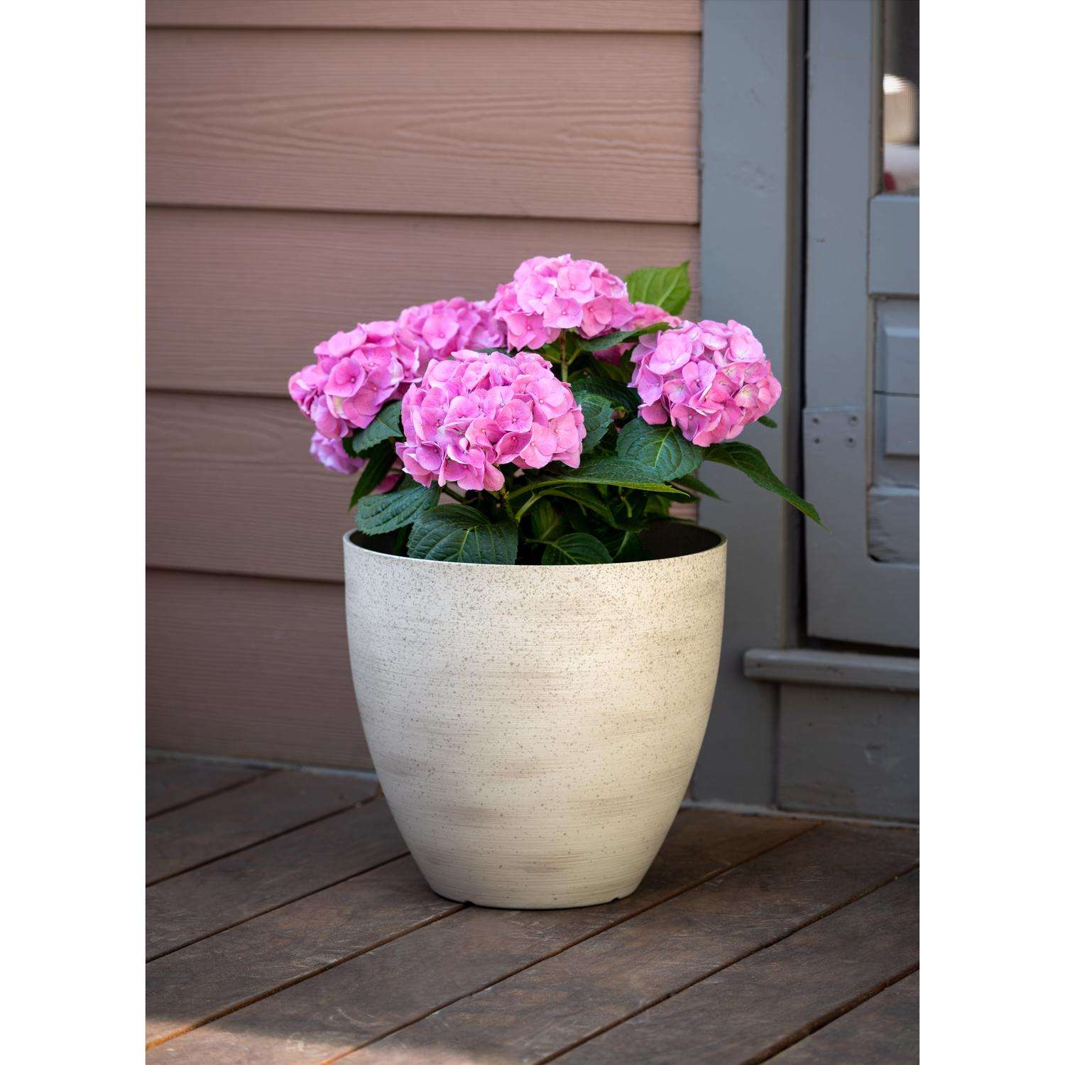  Southern Patio 12 In. H X 13 In. D Resin Egg Planter Whitestone