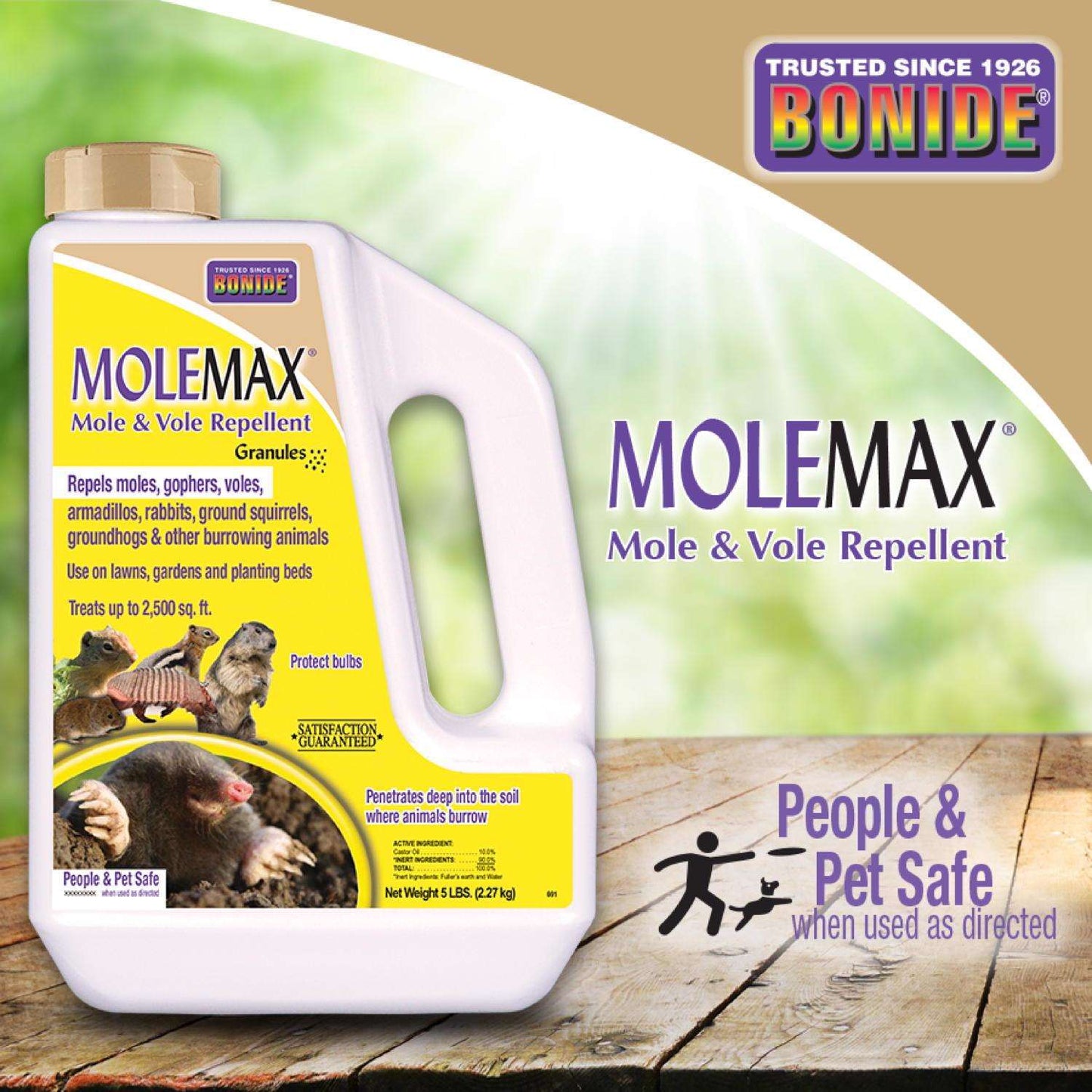  Bonide MoleMax Animal Repellent Granules For Moles And Voles 5 Lb