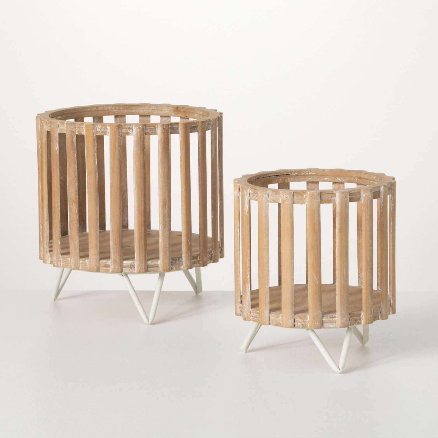 Sullivans Brown/White Wood Plant Display Holder Set