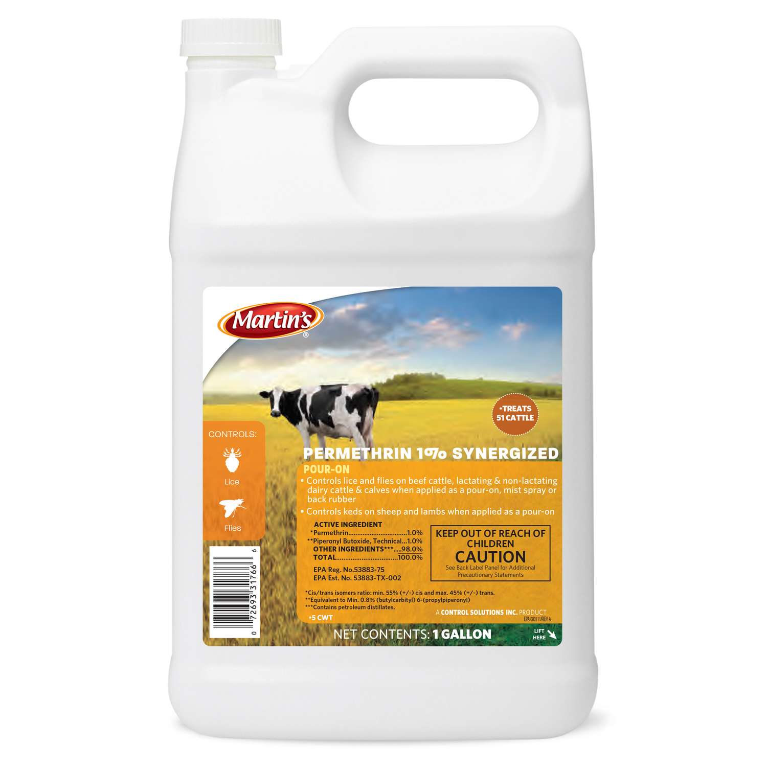  Martin's Permethrin 1% Synergized Pour-On Insect Killer Liquid 1 Gal