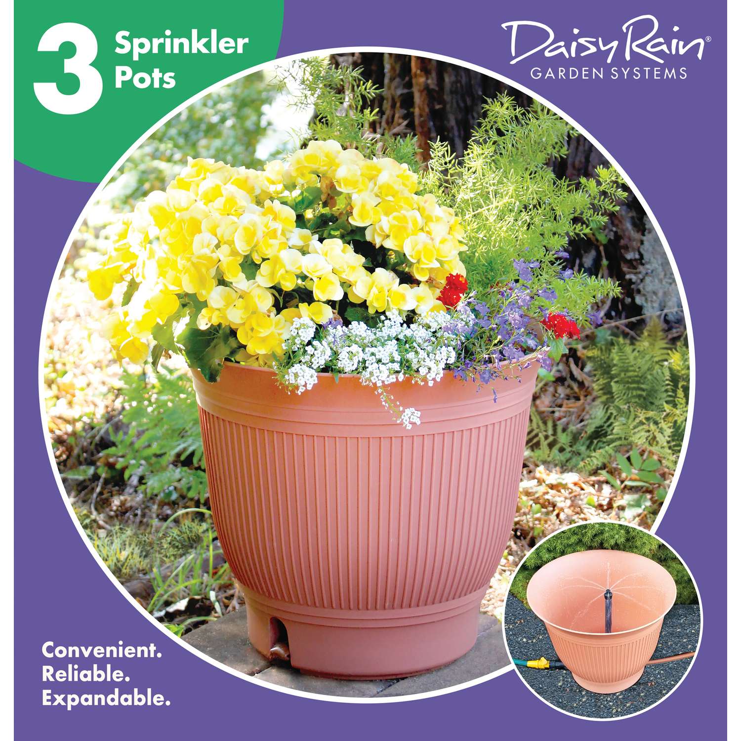  Daisy Rain Garden Systems 18.75 In. H X 18.25 In. W X 18.25 In. D Plastic Flower Pot Terracotta