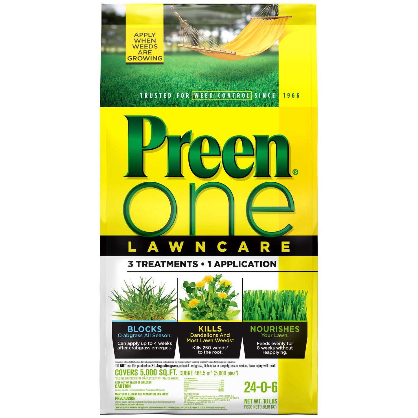  Preen One Lawncare Weed & Feed Lawn Fertilizer For All Grasses 5000 Sq Ft