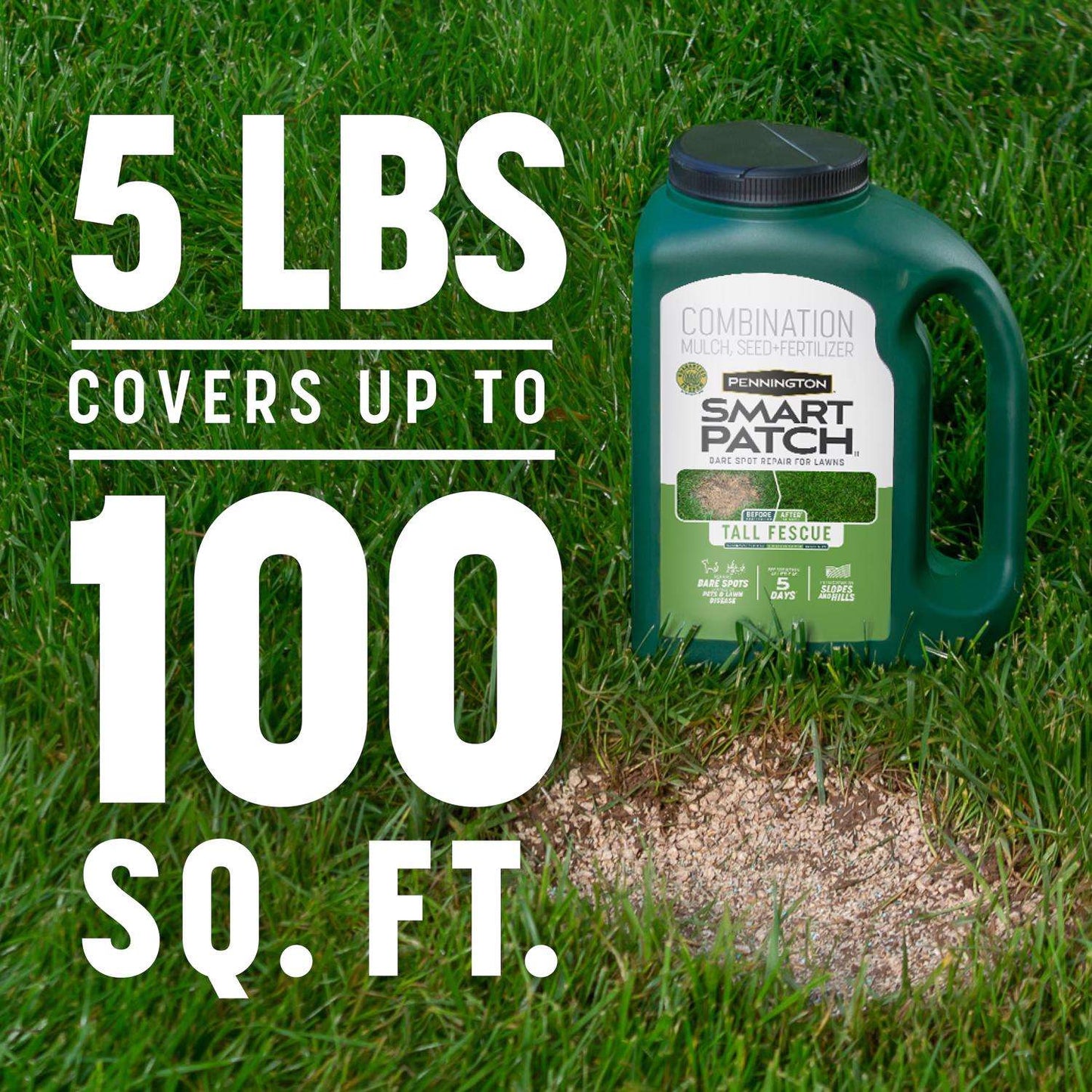  Pennington Smart Patch Tall Fescue Grass Sun Or Shade Seed/Fertilizer/Mulch Repair Kit 5 Lb