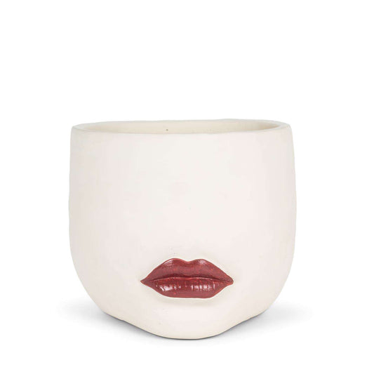  Abbott 7.5 In. D Cement Lip Planter Red/White
