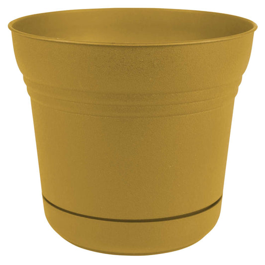  Bloem 12.8 In. H X 14 In. D Plastic Saturn Planter Earthly Yellow