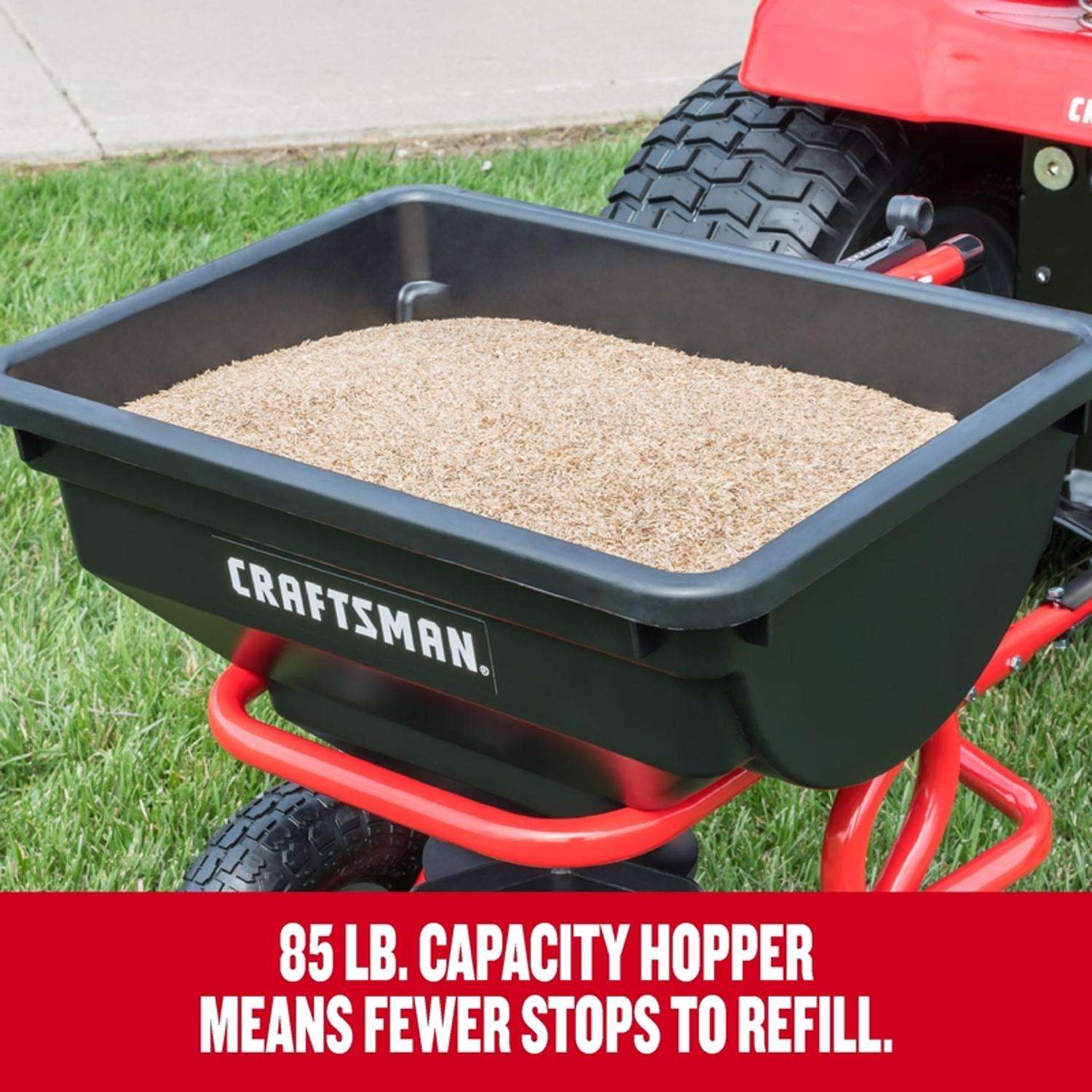  Craftsman Broadcast Tow Behind Seeder/Spreader For Fertilizer/Ice Melt/Seed 85 Lb
