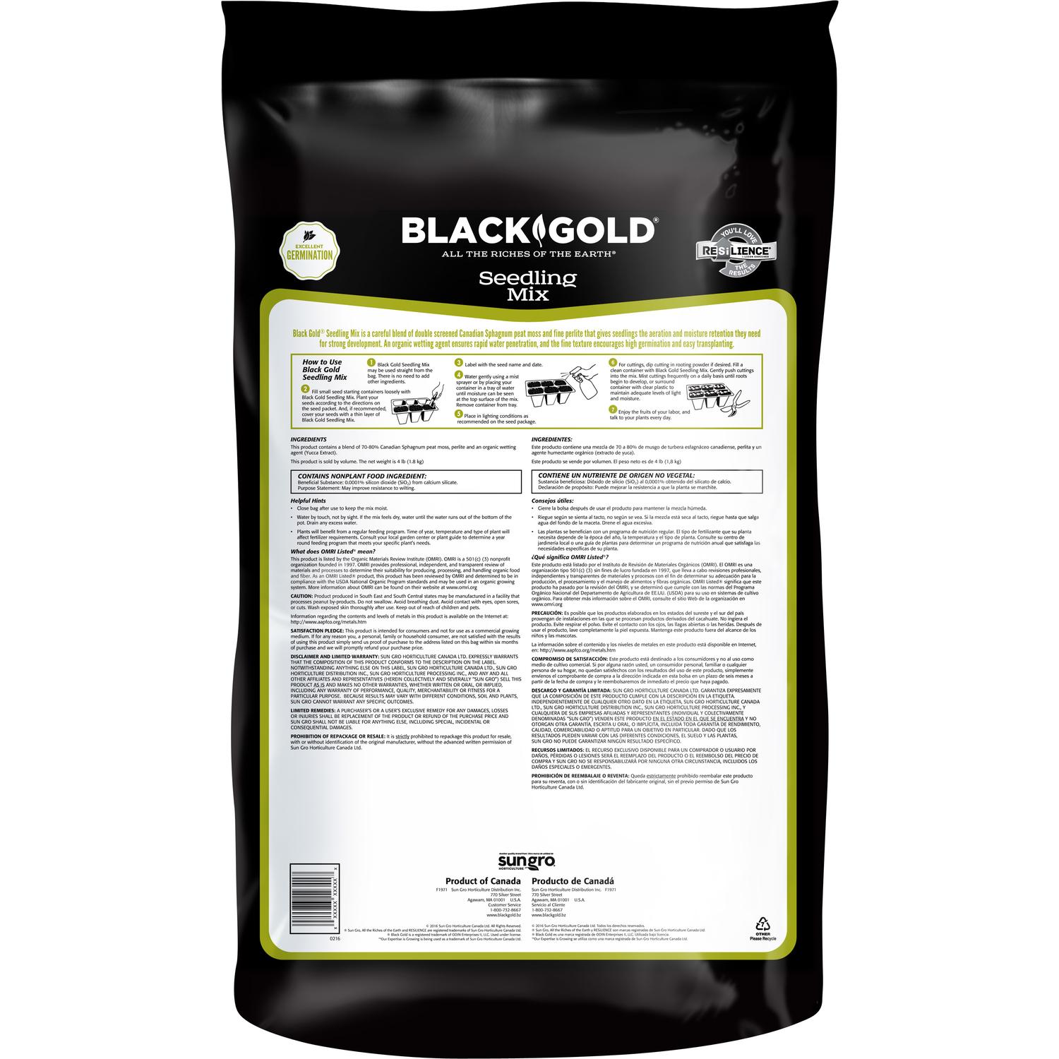  Black Gold Organic All Purpose Seed Starting Mix 16 Qt