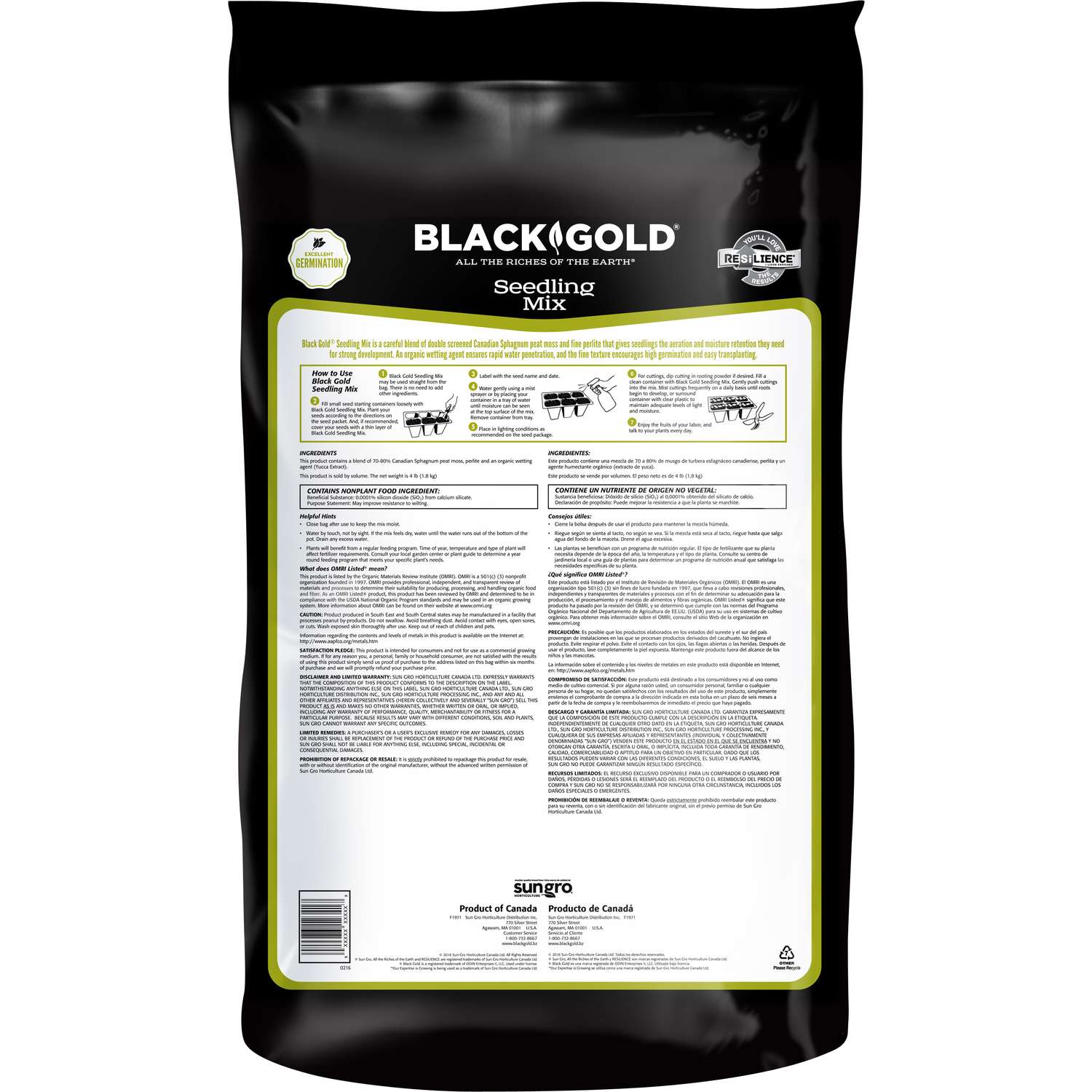  Black Gold Organic All Purpose Seed Starting Mix 16 Qt