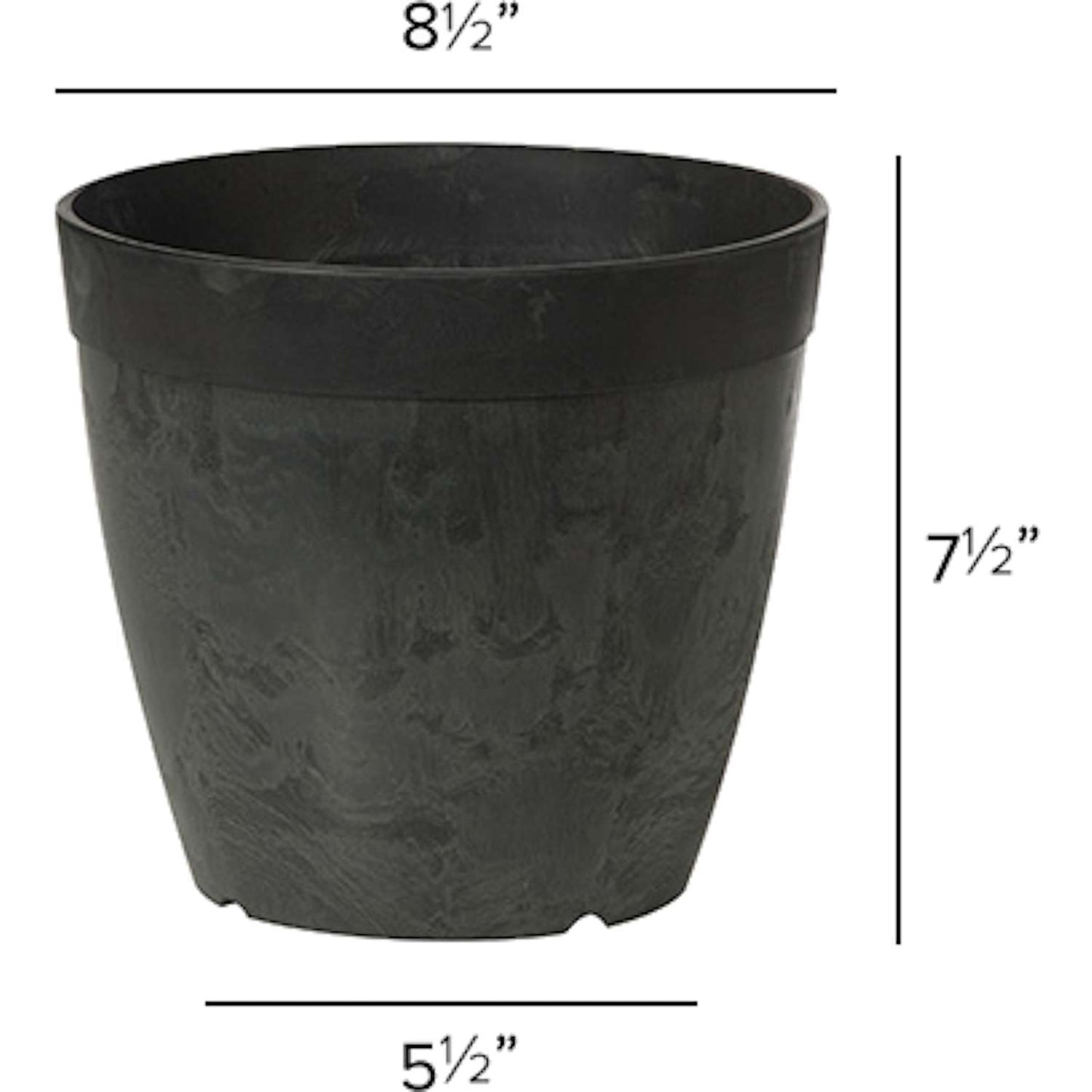  Novelty ArtStone 7.5 In. H X 8.5 In. W X 8.5 In. D X 8.5 In. D Resin Dolce Planter Black