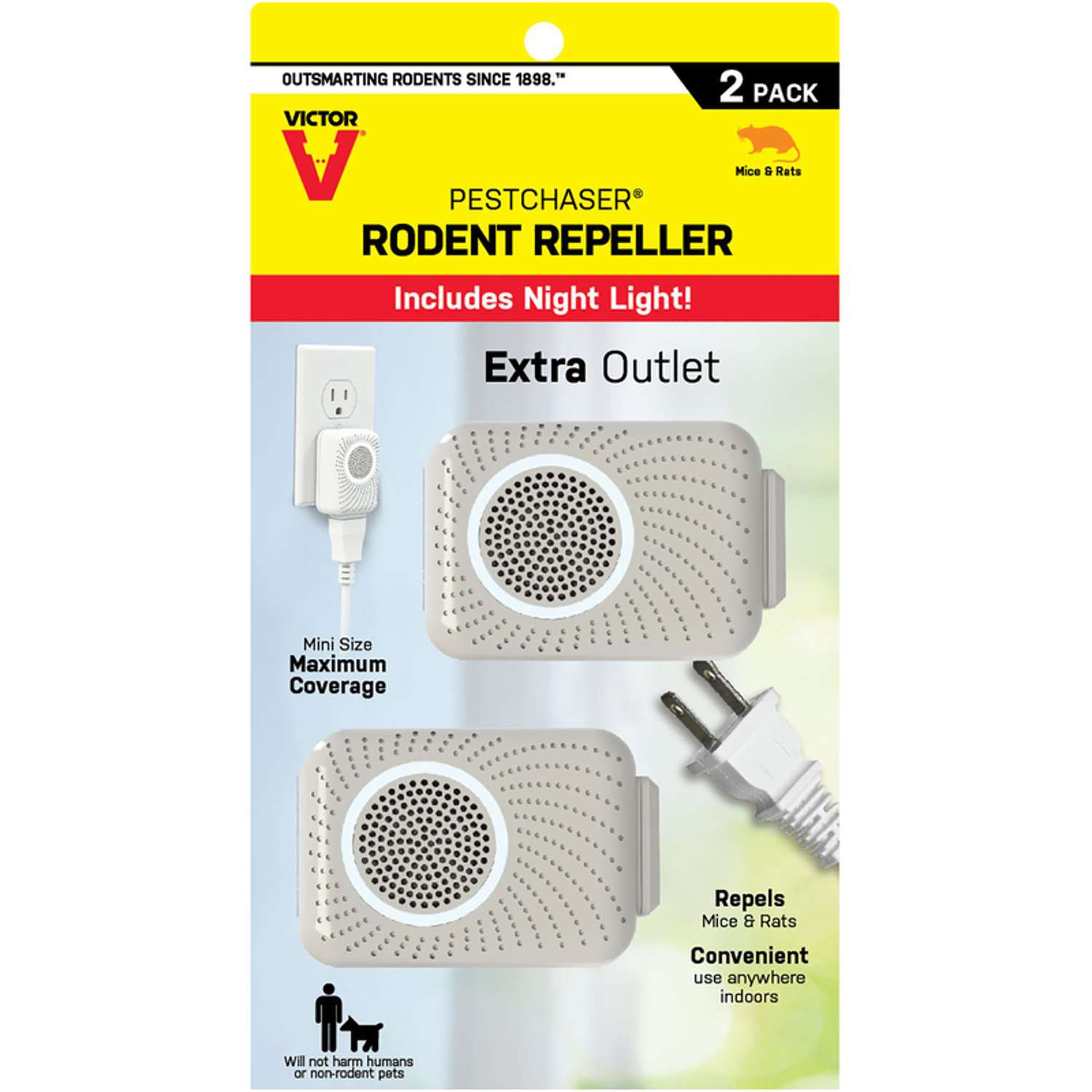  Victor PestChaser Plug-In Electronic Pest Repeller For Rodents 2 Pk