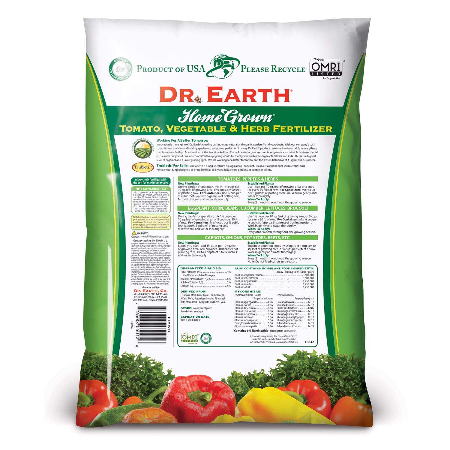  Dr. Earth Home Grown Organic Granules Tomato Plant Food 12 Lb