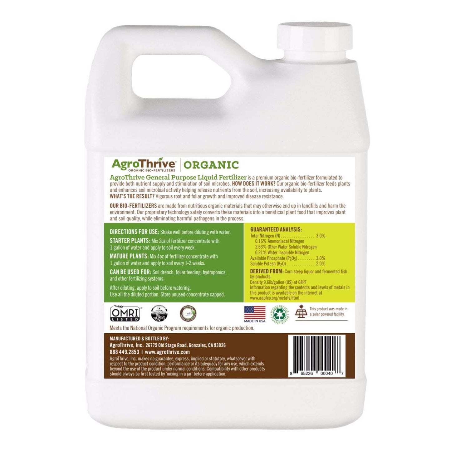 AgroThrive Organic Everything That Grows 3-3-2 General Purpose Fertilizer 32 Oz