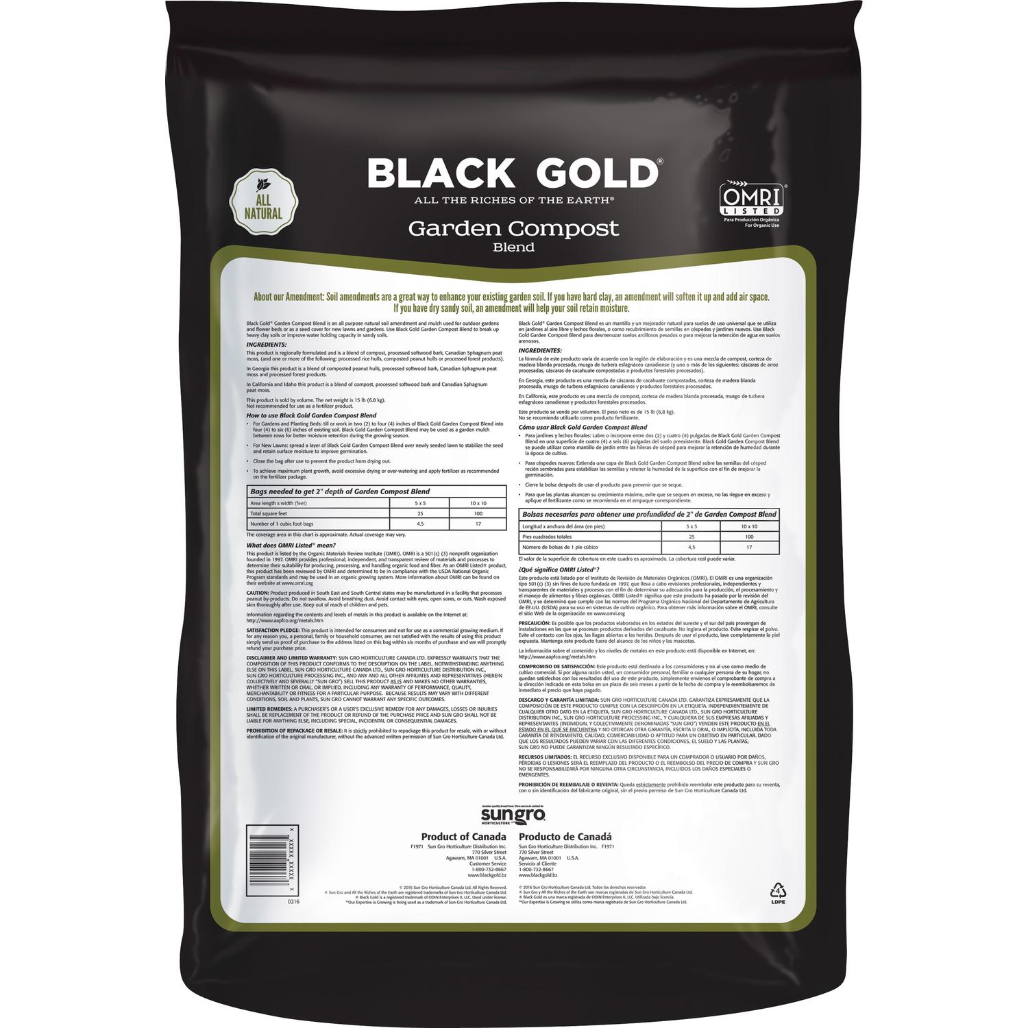  Black Gold Organic Blend Garden Compost 1 Cu Ft