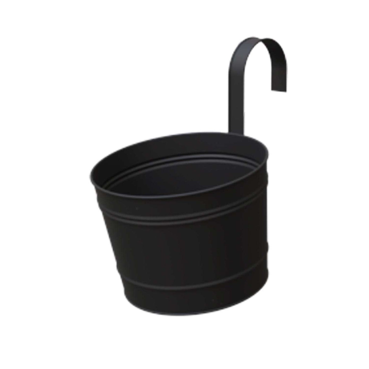  Panacea 10.5 In. H X 8 In. D Metal Over The Rail Planter Black