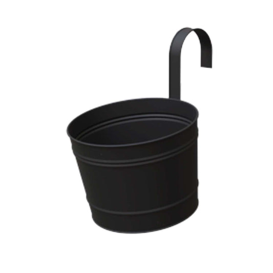  Panacea 10.5 In. H X 8 In. D Metal Over The Rail Planter Black