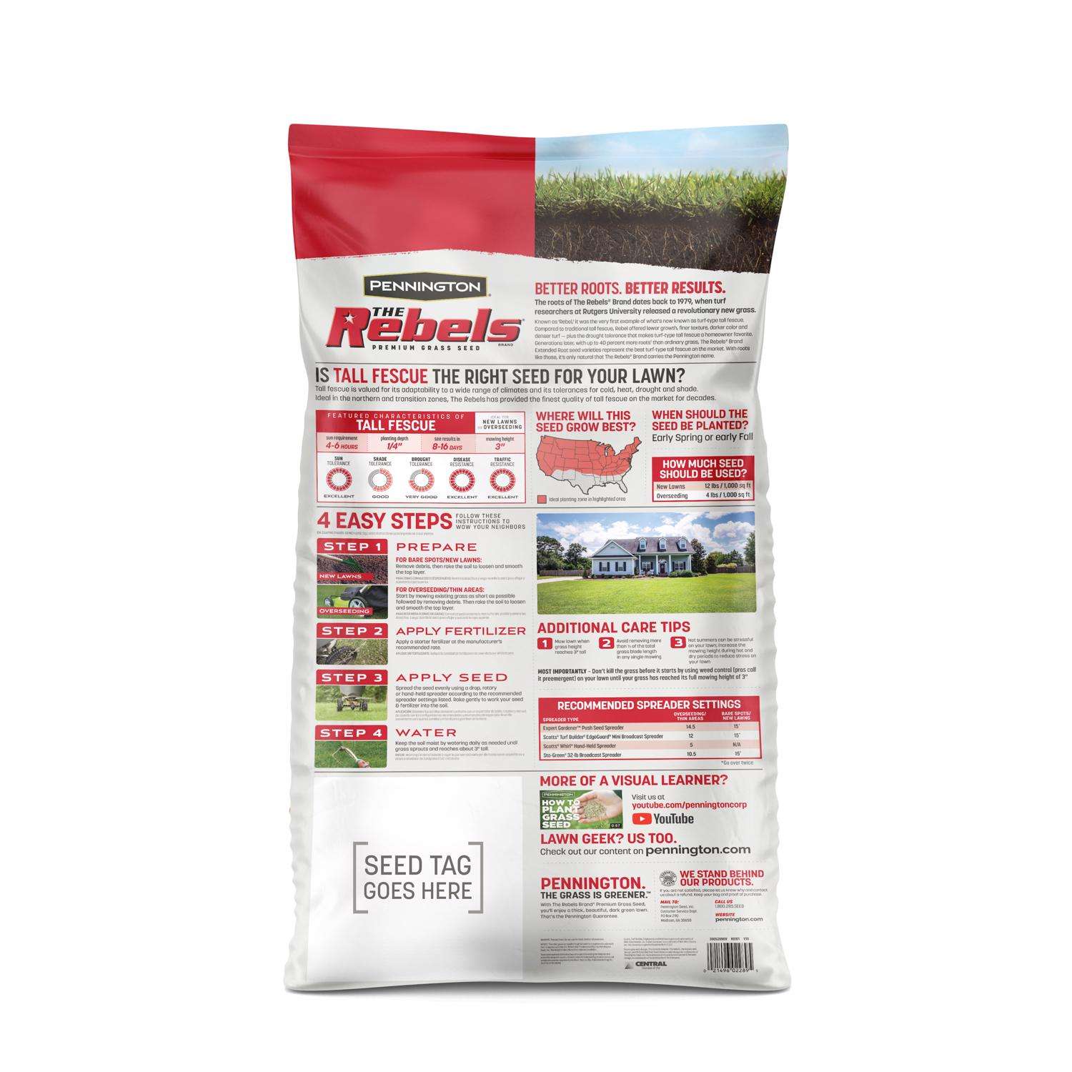  Pennington The Rebels Tall Fescue Grass Sun Or Shade Grass Seed 20 Lb