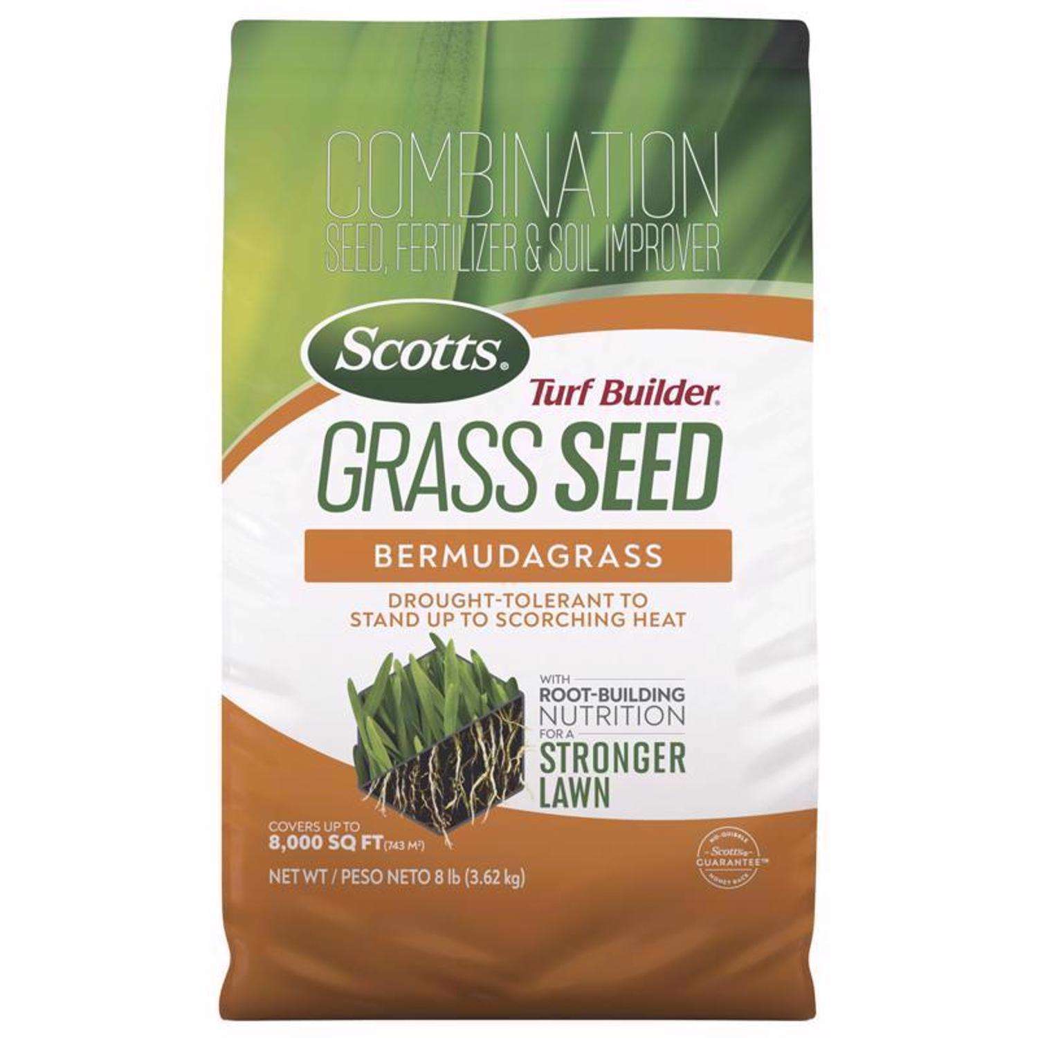  Scotts Turf Builder Bermuda Grass Sun Or Shade Fertilizer/Seed/Soil Improver 8 Lb