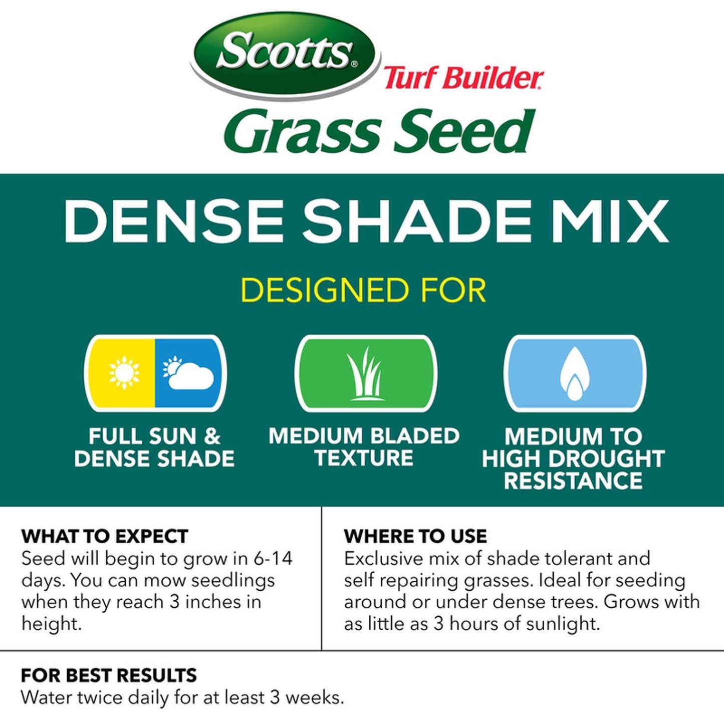 Scotts Turf Builder Mixed Dense Shade/Full Sun Grass Seed 7 Lb