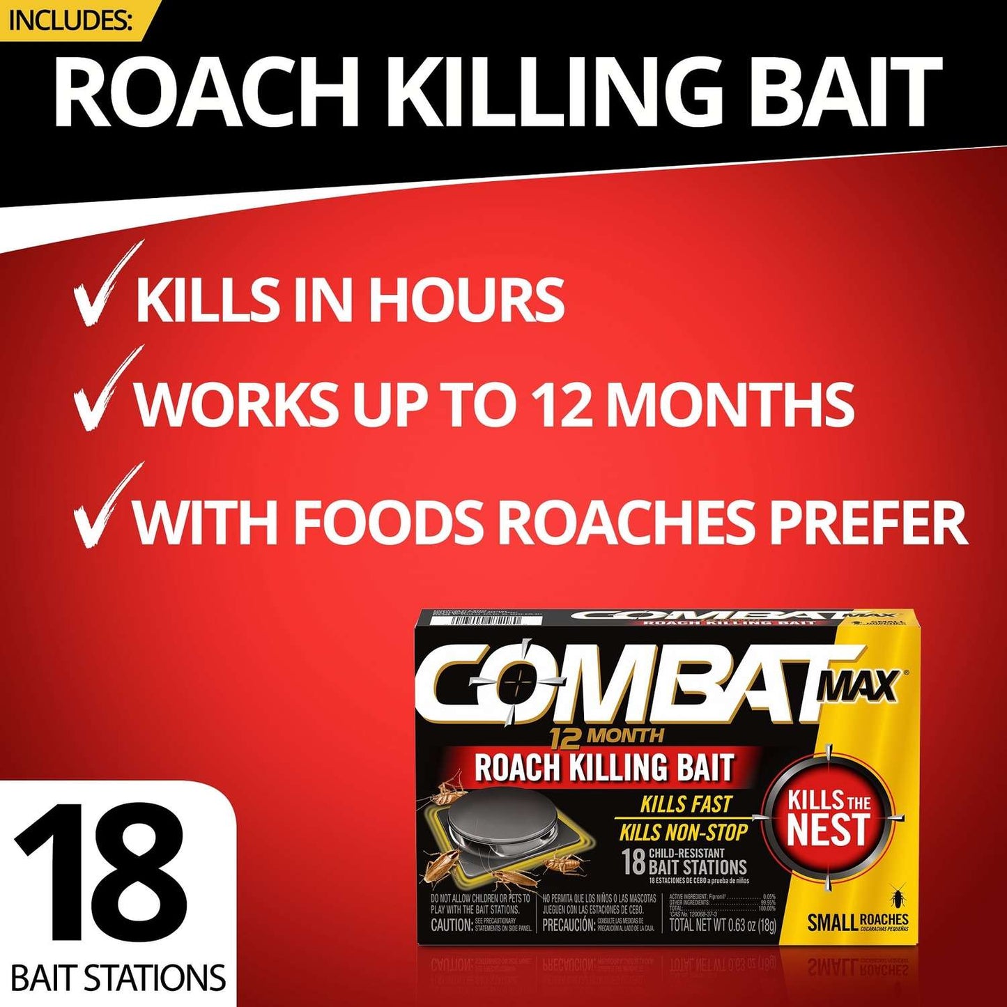  Combat Max Roach Bait Station 18 Pk