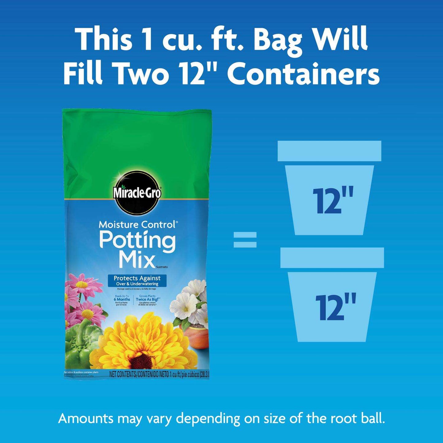  Miracle-Gro Moisture Control Flower And Plant Potting Mix 1 Cu Ft