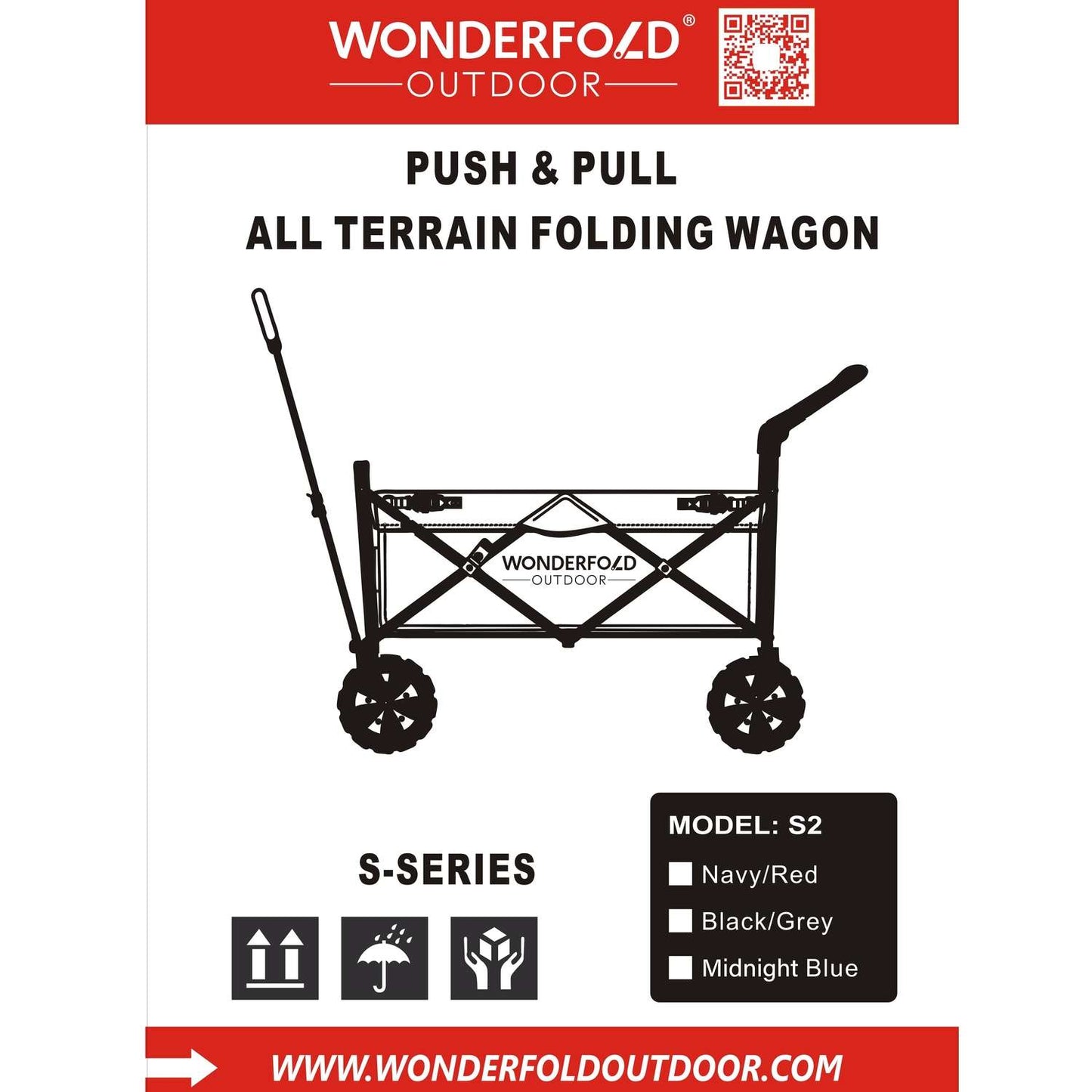  WonderFold Outdoor S-Series Polyester Fabric Folding Utility Wagon 160 Lb. Cap.