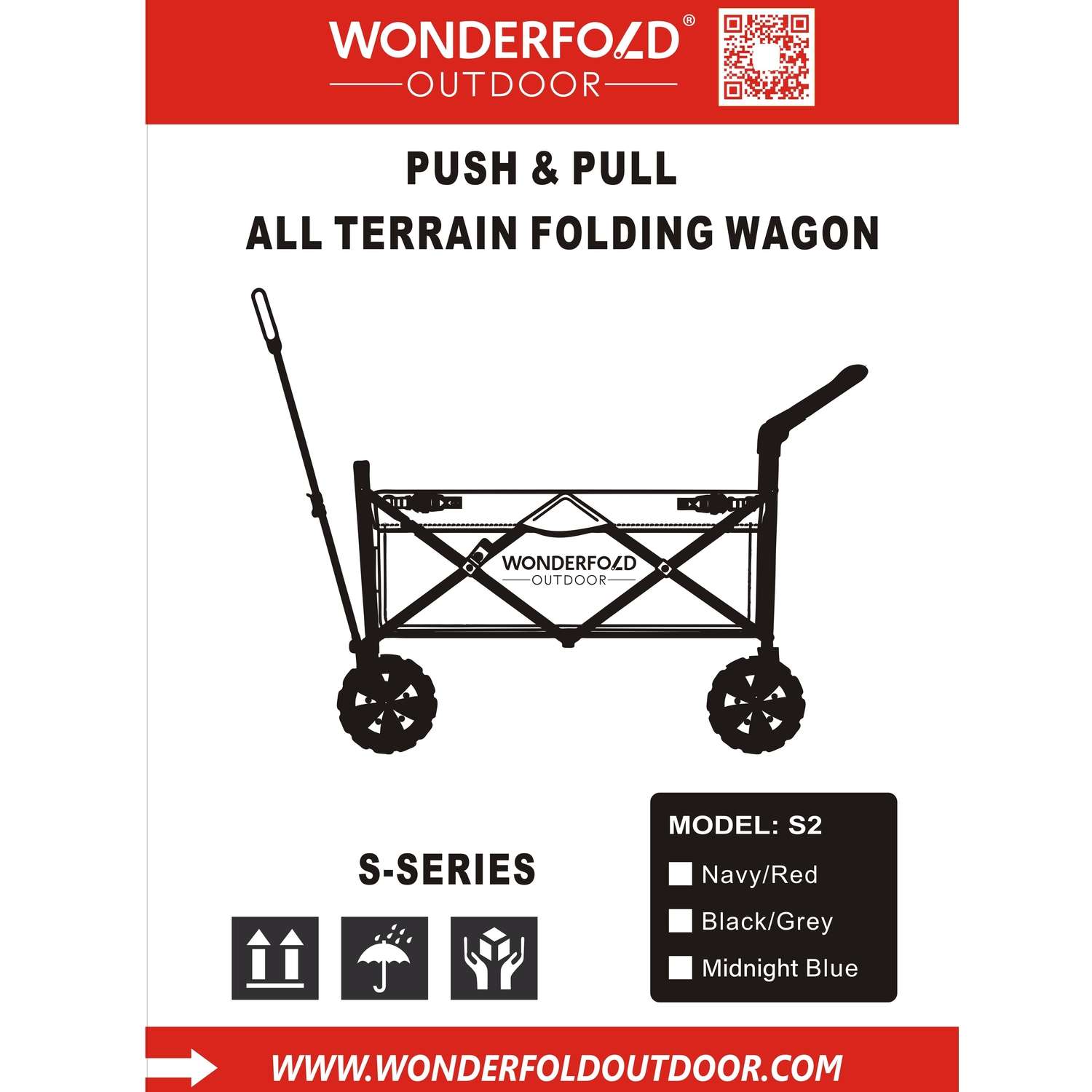  WonderFold Outdoor S-Series Polyester Fabric Folding Utility Wagon 160 Lb. Cap.