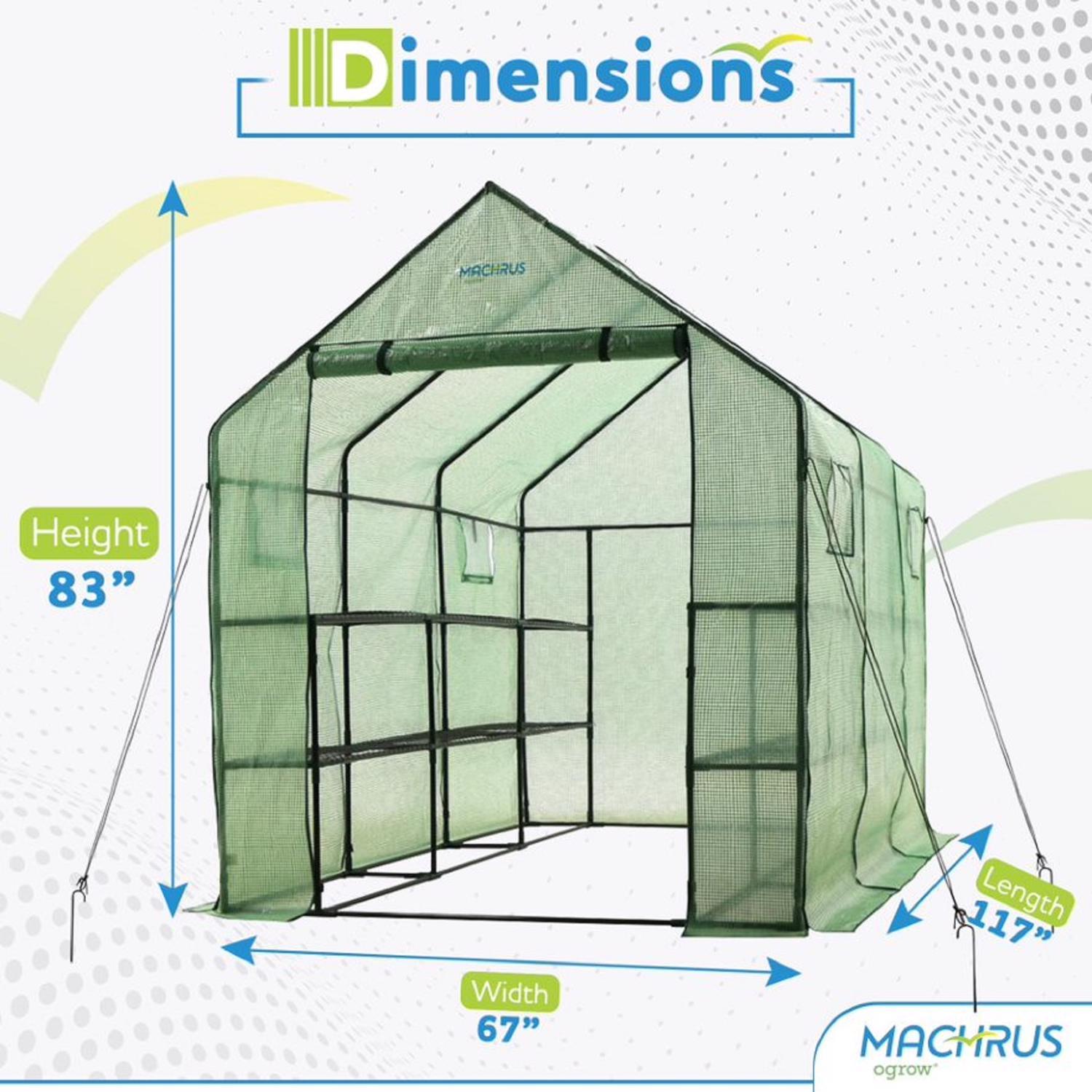  OGrow Green 67 In. W X 117 In. D X 83 In. H Walk-In Greenhouse