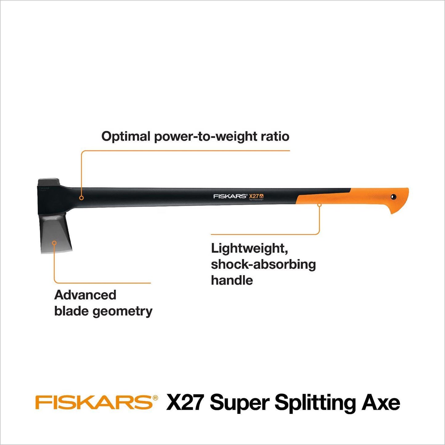  Fiskars X27 6.3 Lb Single Bit Splitting Axe Fiberglass Handle