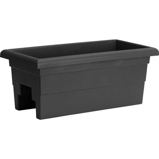  Novelty 10 In. H X 12 In. W X 24 In. D Plastic Countryside Over-The-Rail Deck Rail Planter Black