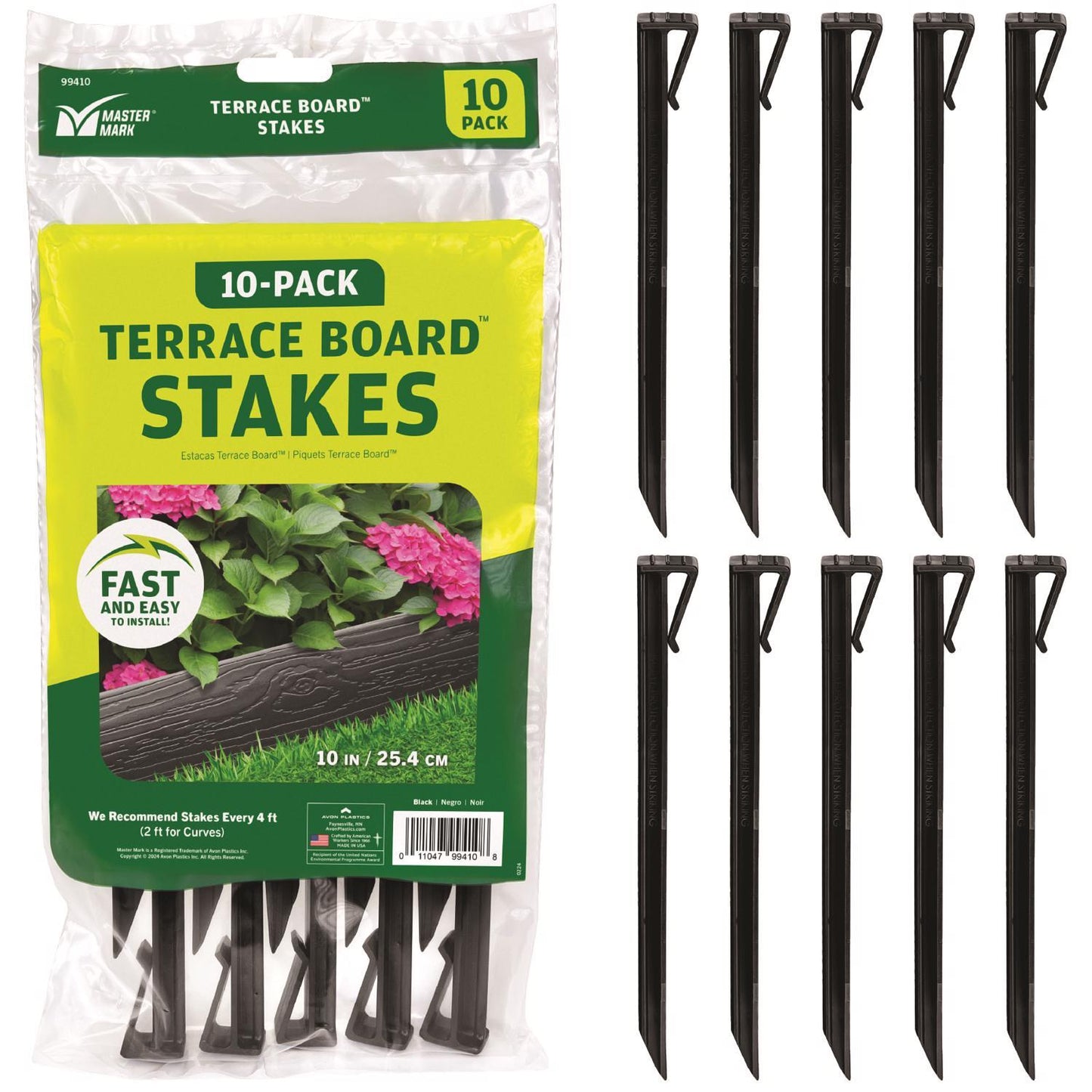 Master Mark Terrace Board 10 In. H Plastic Black Stake Kit