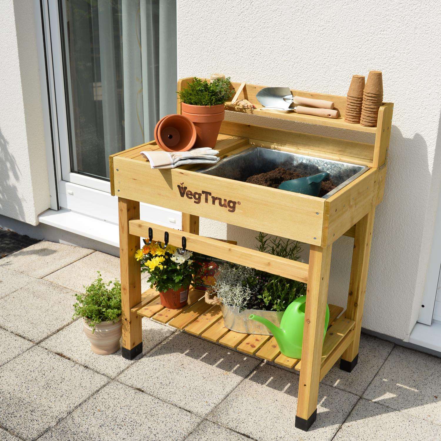  VegTrug Deluxe 39 In. H X 19.29 In. W X 31.4 In. D Cedar Potting Bench Planter Natural