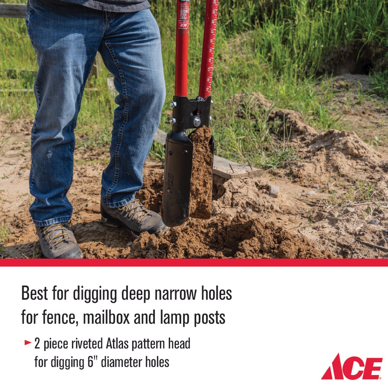  Ace 57 In. Steel Atlas Pattern Post Hole Digger Fiberglass Handle