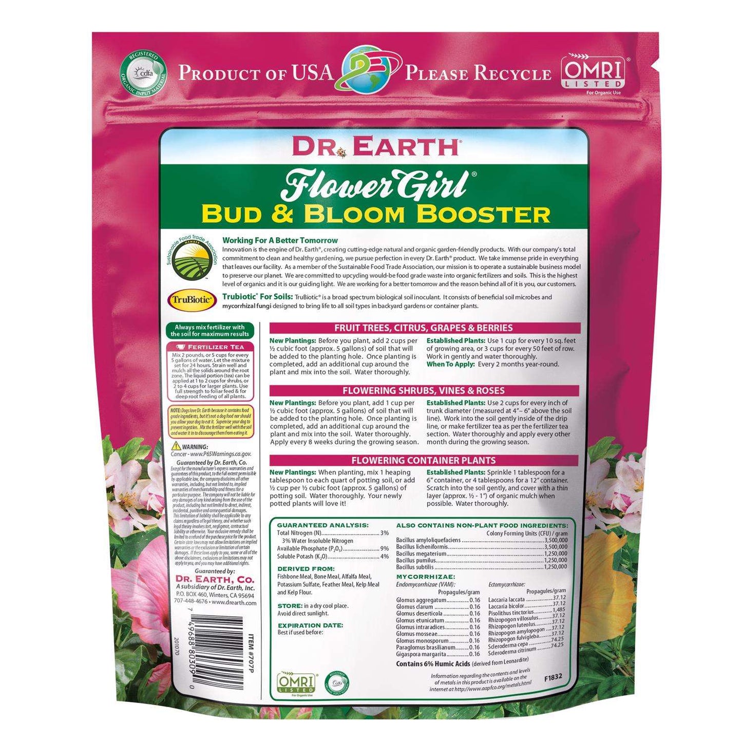  Dr. Earth Flower Girl Organic Granules Rose, Citrus Plant Food 4 Lb
