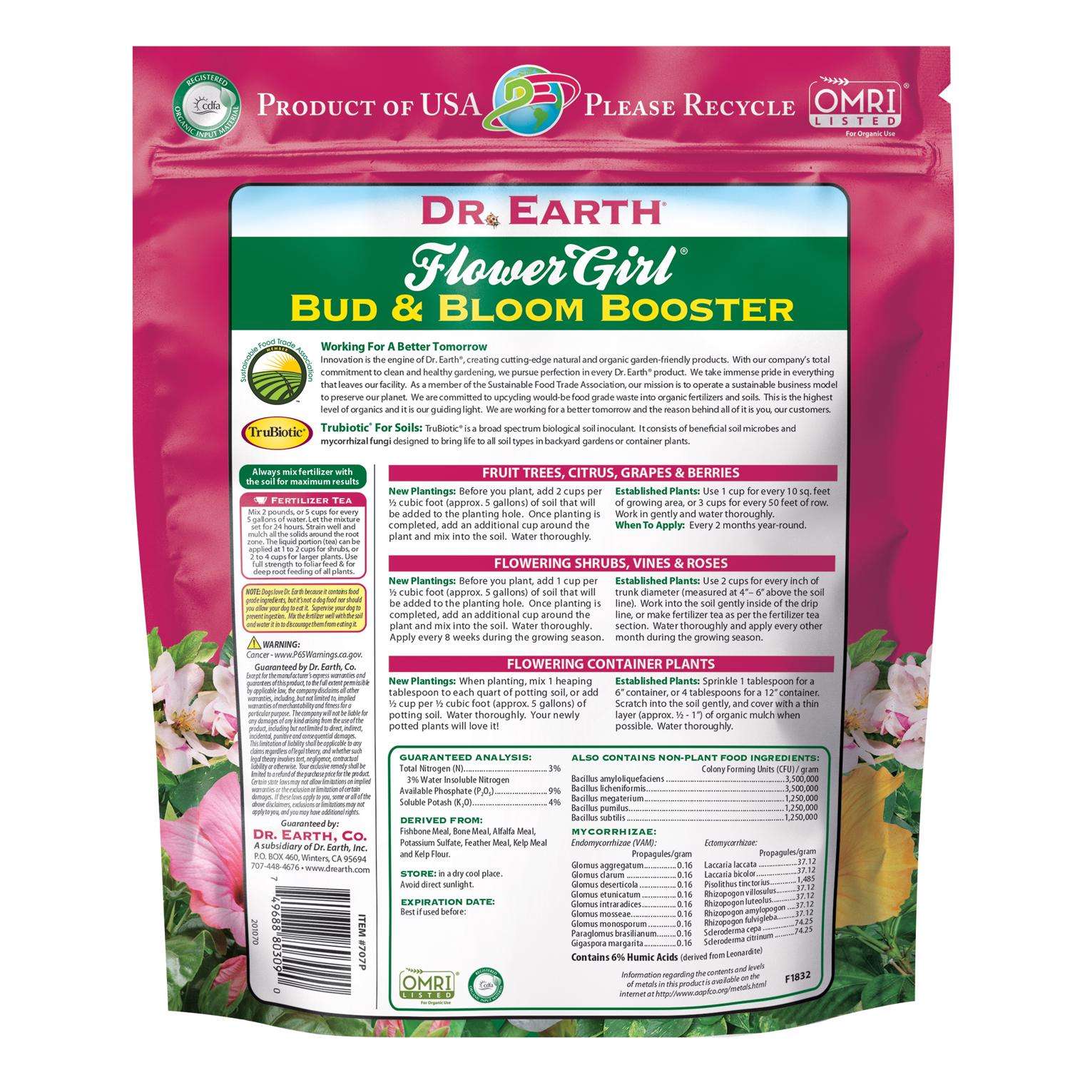  Dr. Earth Flower Girl Organic Granules Rose, Citrus Plant Food 4 Lb