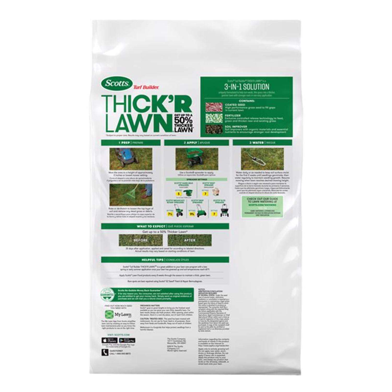  Scotts Turf Builder ThickR Bermuda Grass Sun Or Shade Grass Seed And Fertilizer 40 Lb