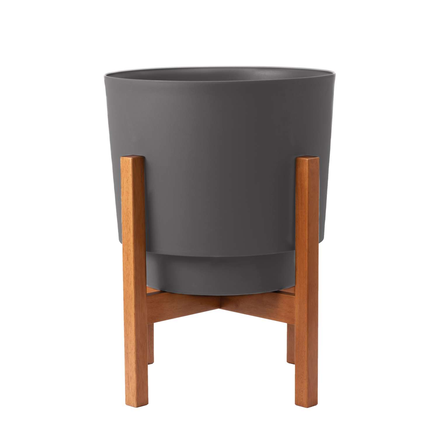  Bloem 11 In. H X 12 In. W X 12 In. D Wood-Resin Hopson Planter With Stand Charcoal