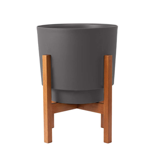  Bloem 11 In. H X 12 In. W X 12 In. D Wood-Resin Hopson Planter With Stand Charcoal