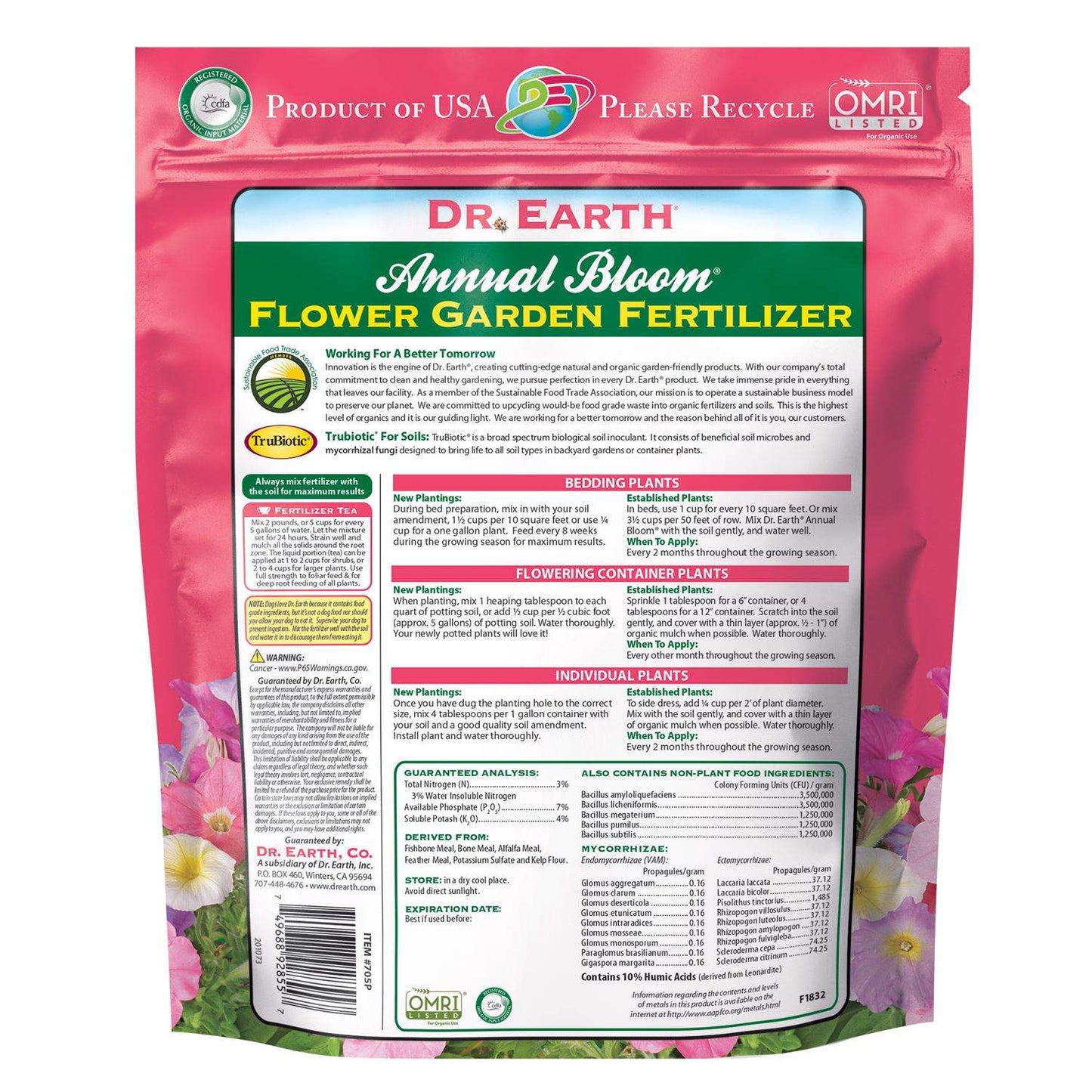  Dr. Earth Annual Bloom Organic Granules Marigold, Daylilies Plant Food 4 Lb