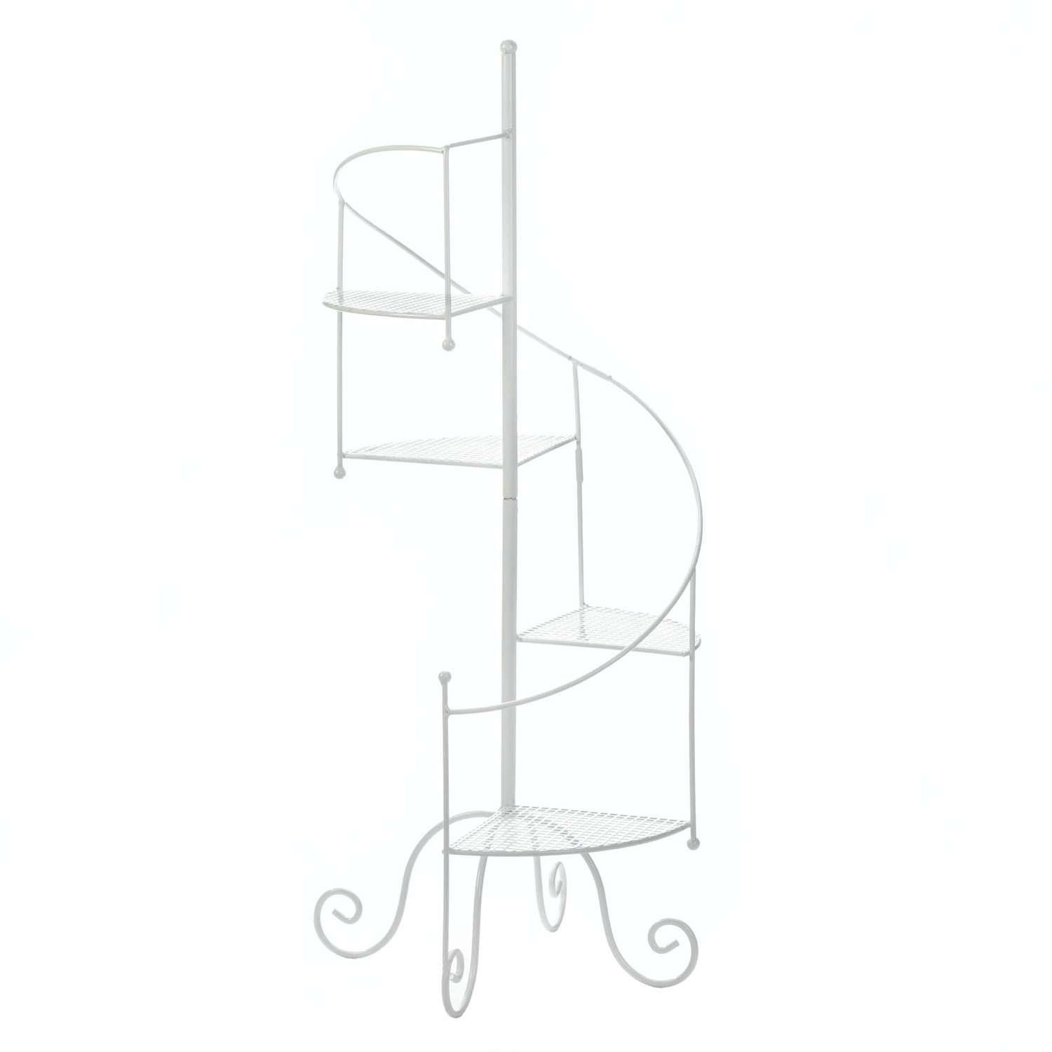  Summerfield Terrace Stairway 39 In. H White Iron Plant Stand