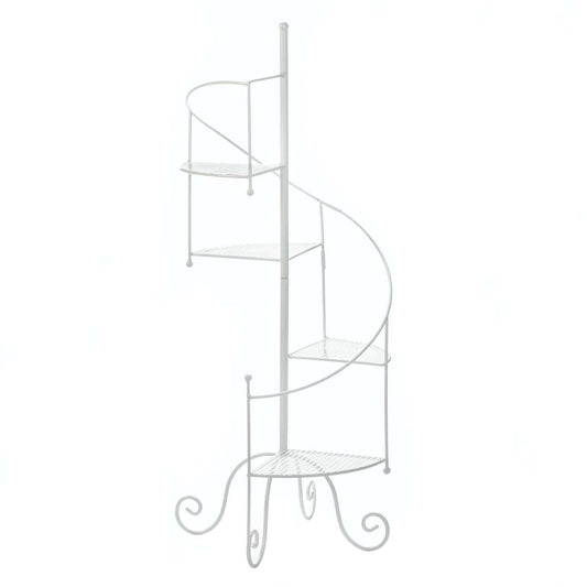  Summerfield Terrace Stairway 39 In. H White Iron Plant Stand