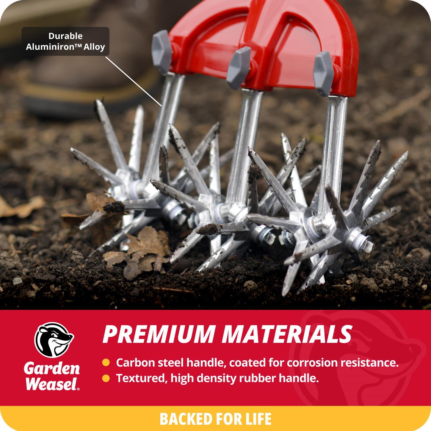  Garden Weasel 3 Tine Steel Rotary Hand Cultivator 55 In. Steel Handle