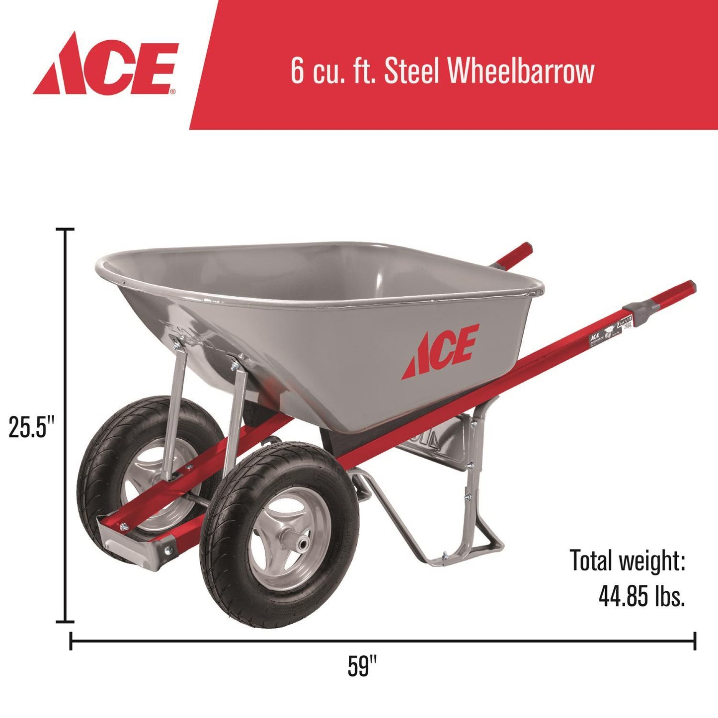  Ace Steel Contractor Wheelbarrow 6 Cu Ft