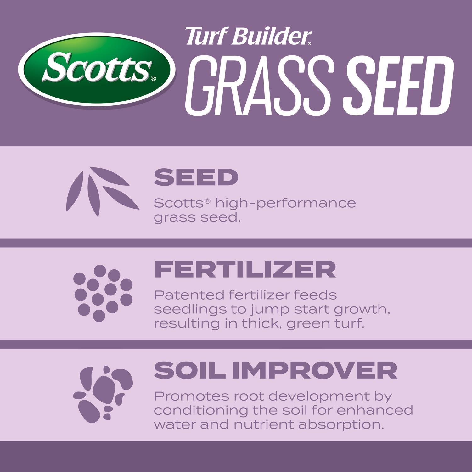  Scotts Turf Builder Perennial Ryegrass Sun Or Shade Fertilizer/Seed/Soil Improver 2.4 Lb