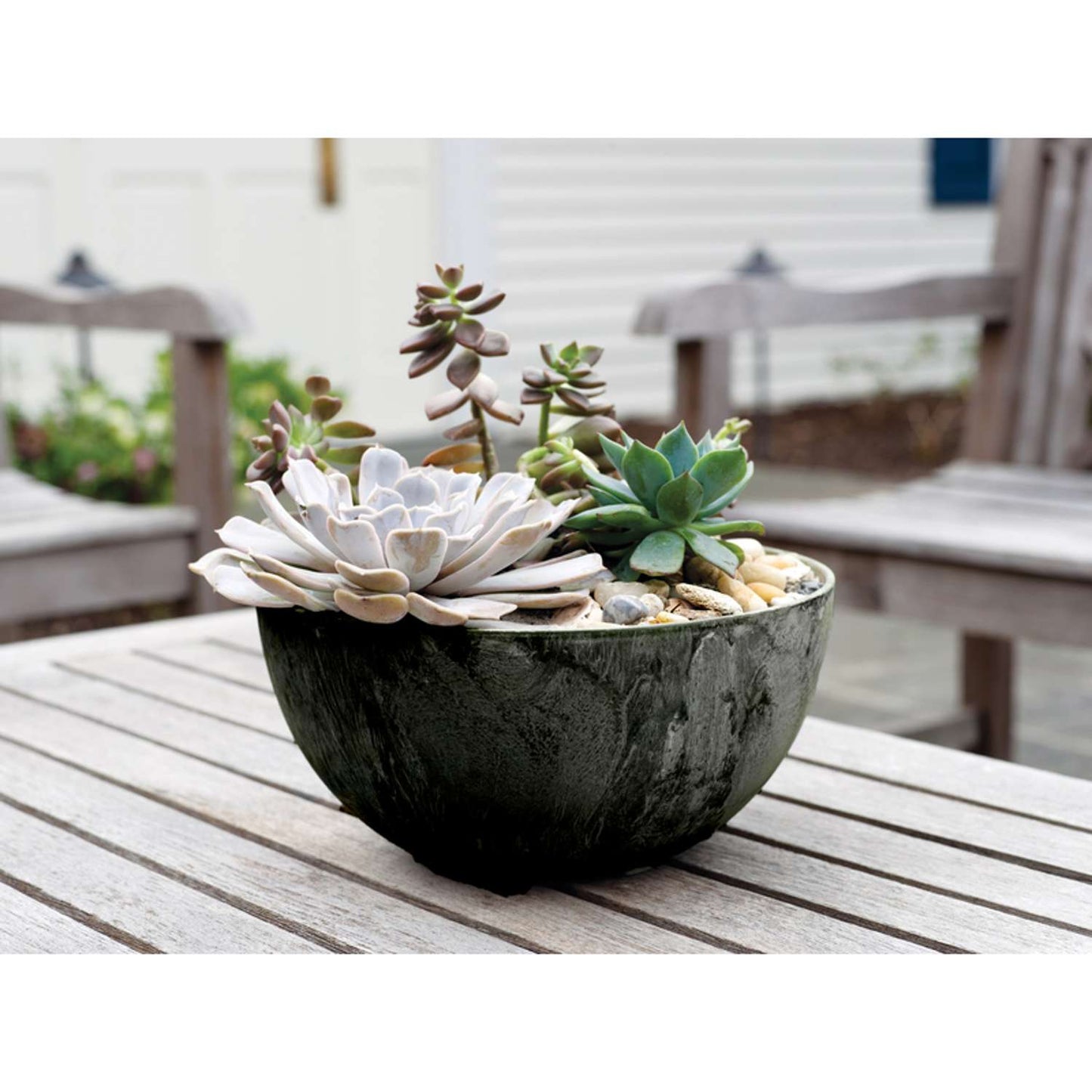  Novelty Artstone 5.9 In. H X 12.2 In. W X 12.2 In. D X 12.2 In. D Resin Napa Bowl Planter Black