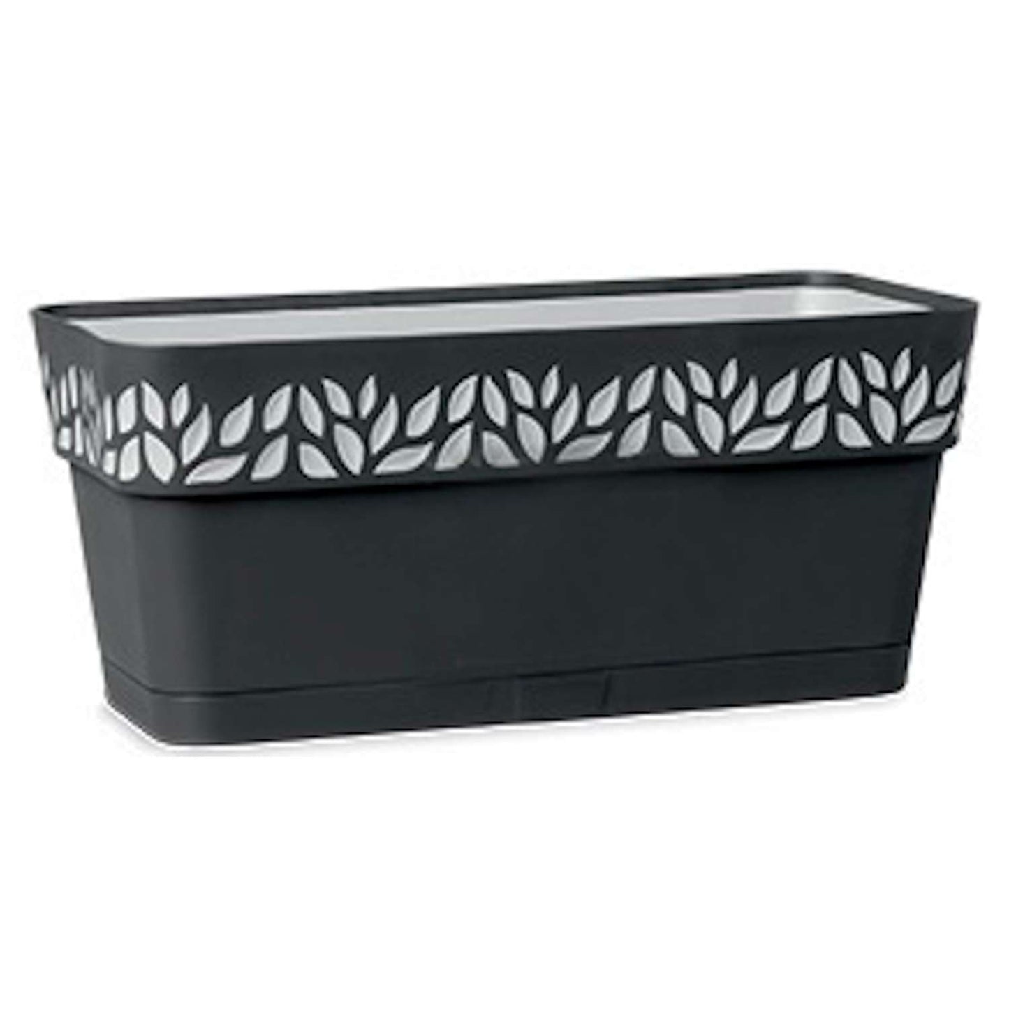  Deroma 6.7 In. H X 20 In. W X 7.09 In. D Resin Leaves Balcony Planter Dark Gray